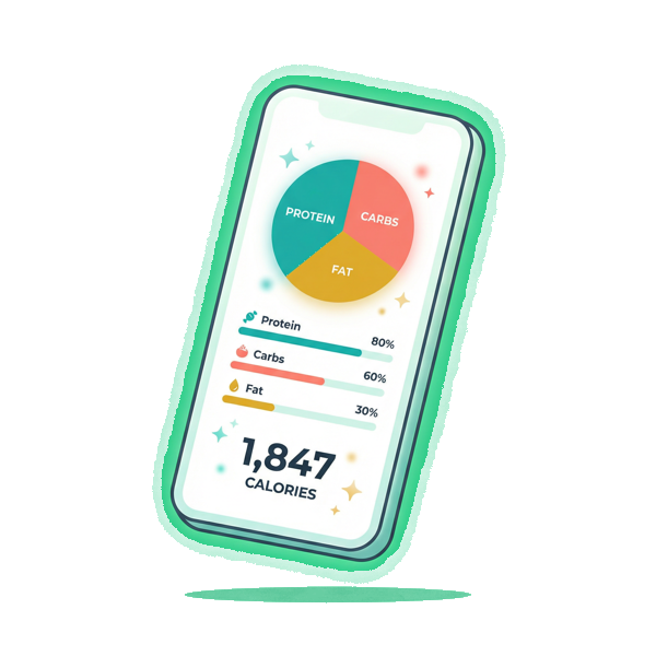 Phone dashboard with macro pie chart